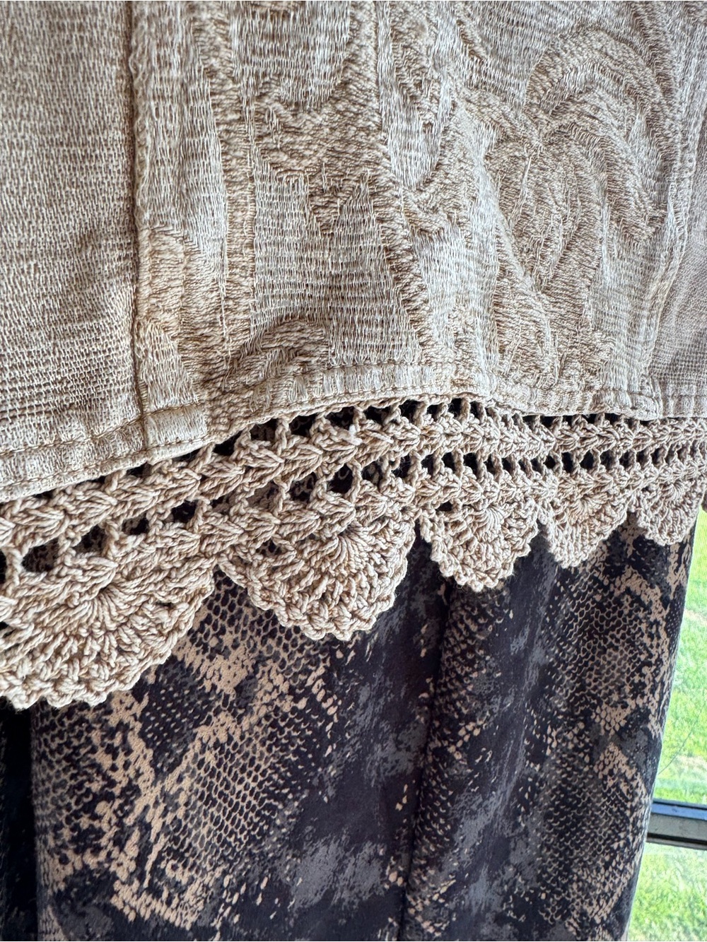 Embroidered and beaded Crochet Hem Beige Women's Jacket - Picture 2 of 6
